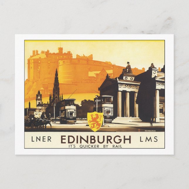 LNER Edinburgh LMS - Schneller per Bahn Postkarte (Vorderseite)
