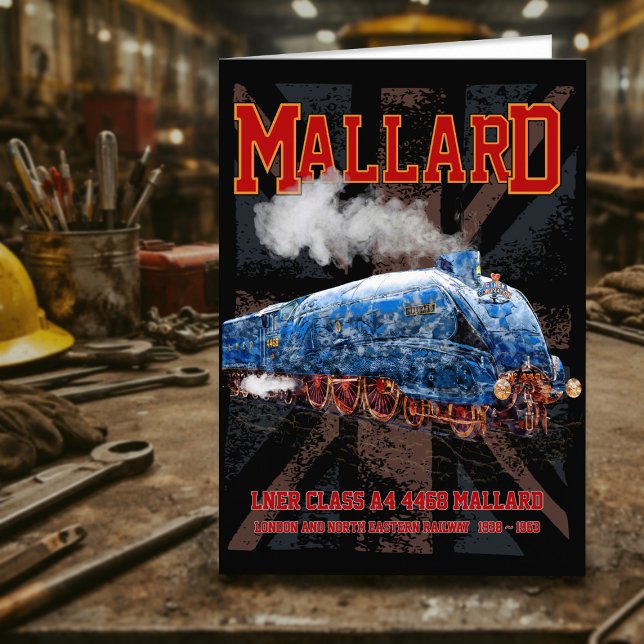 LNER Klasse A4 Mallard Lokomotive Union Jack Flag Dankeskarte (LNER Class A4 Mallard locomotive Union Jack flag. Thank You Card)