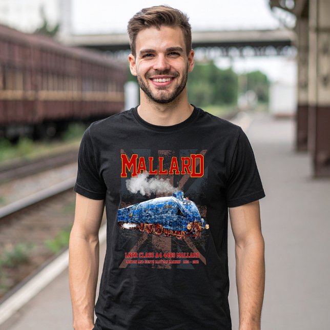 LNER Klasse A4 Mallard Lokomotive Union Jack Flag T-Shirt (Class A4 Mallard - World Fastest Steam Locomotive. Mens Basic T-Shirt)