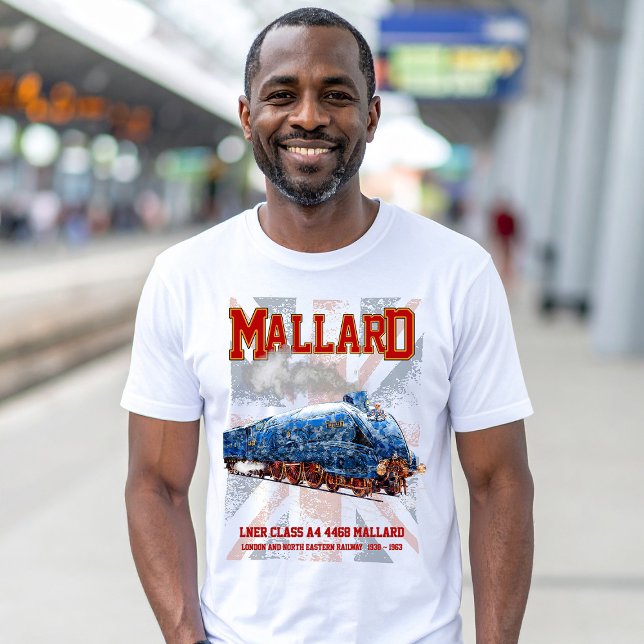 LNER Klasse A4 Mallard Lokomotive Union Jack Flag T-Shirt (Class A4 Mallard - World Fastest Steam Locomotive. Mens Basic T-Shirt)