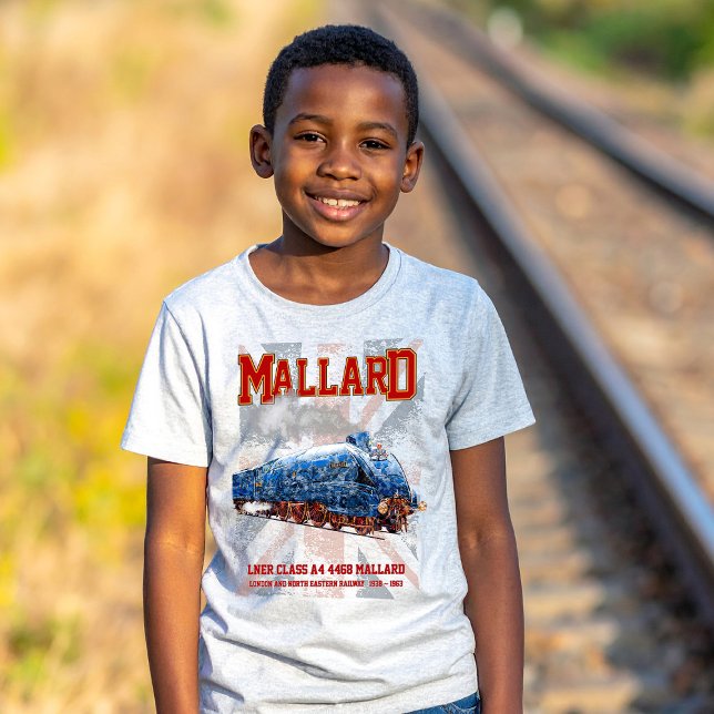 LNER Klasse A4 Mallard Lokomotive Union Jack Flag T-Shirt (Class A4 Mallard - World Fastest Steam Locomotive. Boy Basic T-Shirt)