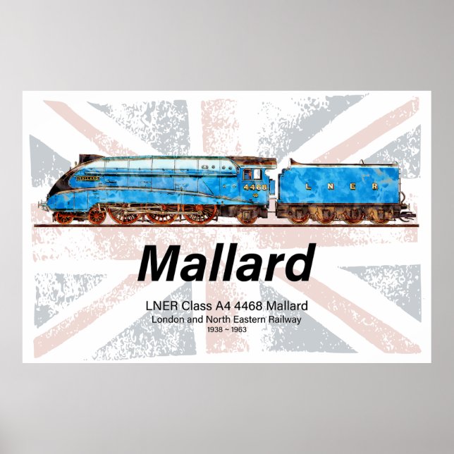 LNER-Klasse A4-Profil für Mallard-Lokomotive mit F Poster (Vorne)