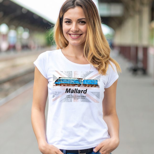 LNER-Klasse A4-Profil für Mallard-Lokomotive mit F T-Shirt (LNER Class A4 4468 Mallard - Fastest Steam Locomotive. Womens Basic T-Shirt)