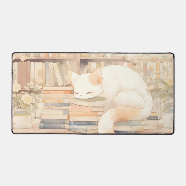 Lo-Fi Cosy Cat Gaming Mousepad Desktop Matt Schreibtischunterlage (Vorderseite)