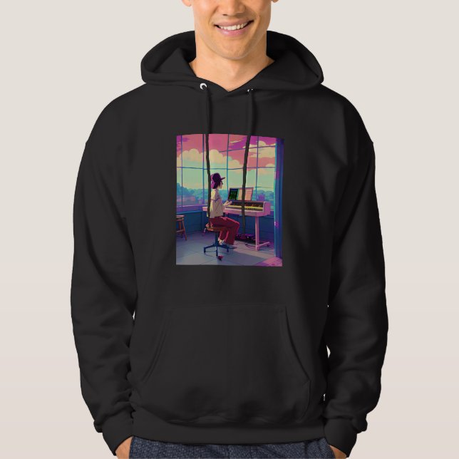 Lo fi hip hop chillhop chill beats aesthetics hoodie (Vorderseite)