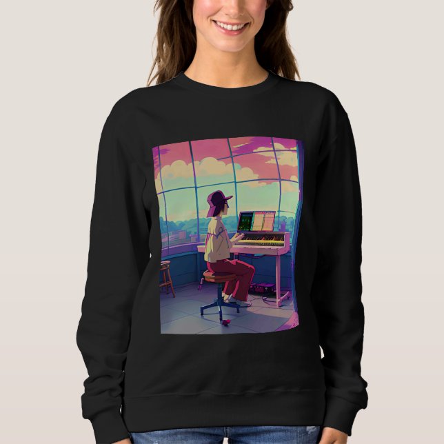 Lo fi hip hop chillhop chill beats aesthetics sweatshirt (Vorderseite)
