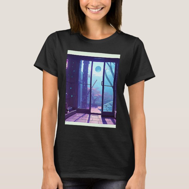 Lo fi Hip Hop Chillhop Chill Beats Ästhetik Katze T-Shirt (Vorderseite)