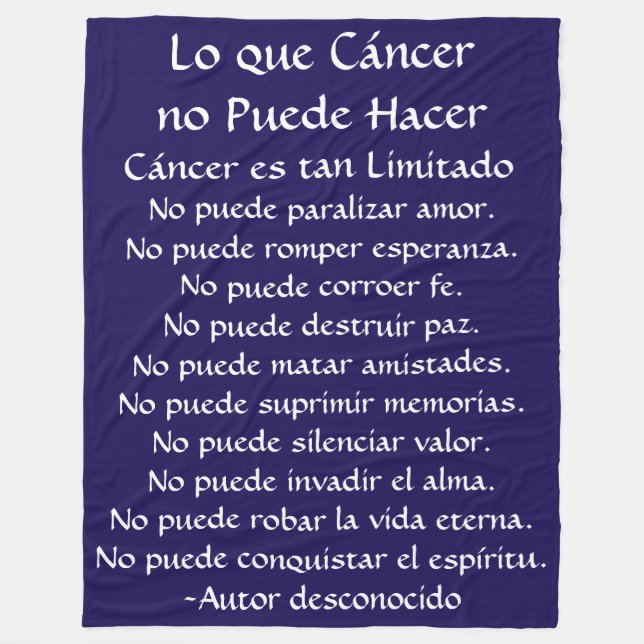 Lo que Cáncer no Puede Hacer Fleece Chemo Blanket (Vorderseite)