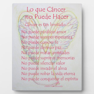 Lo que Cancer no Puede Hacer Gedicht Gemälde Plaqu Fotoplatte