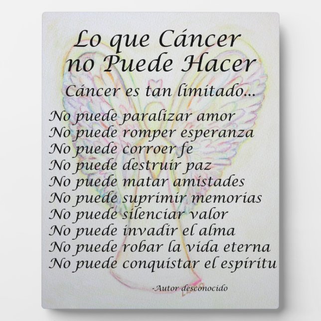 Lo que Cancer no Puede Hacer Gedicht Malerei Poste Fotoplatte (Vorderseite)