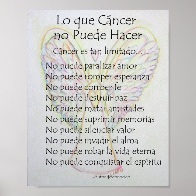 Lo que Cancer no Puede Hacer Gedicht Poster Print (Vorne)