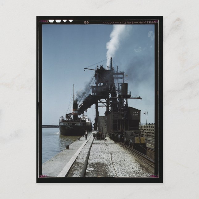 Loading a lake freighter with coal, Sandusky Ohio Postkarte (Vorderseite)