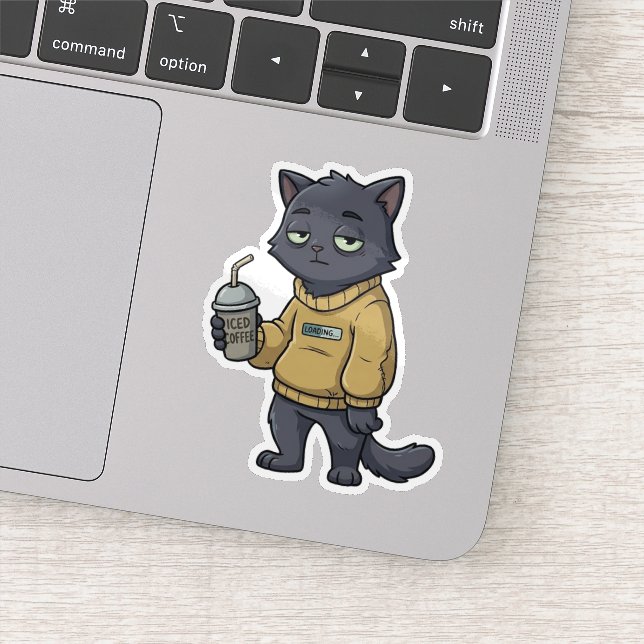Loading Black Cat Iced Coffee Introvert Aufkleber (Detail)