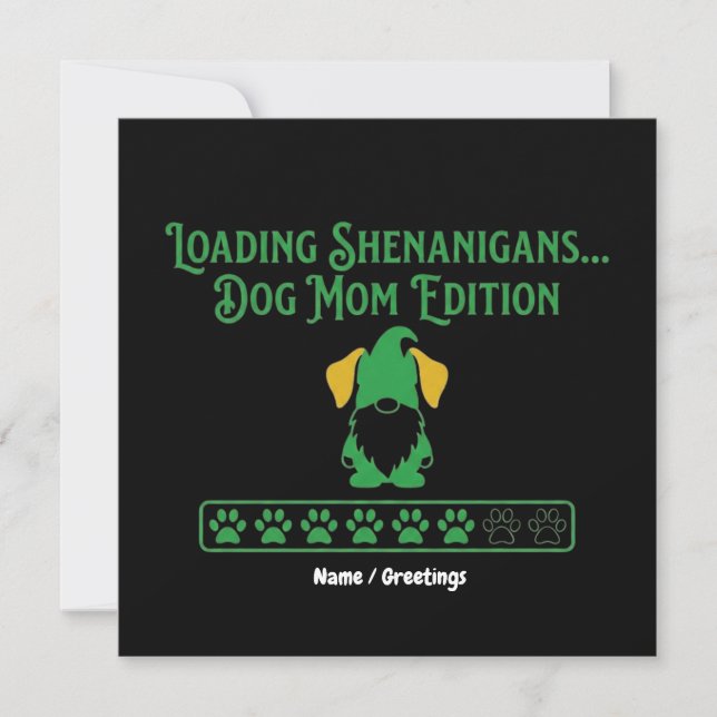 Loading Shenanigans Dog Mom Gnome St Patrick's Day Einladung (Vorderseite)