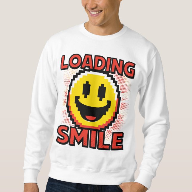 Loading Smile – Retro Pixel Art 8-Bit Smiley Face Sweatshirt (Vorderseite)