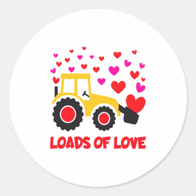 Loads Of Love Toddler Tractor Valentines Day For K Runder Aufkleber (Vorderseite)