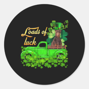 Loads Of Luck Truck Doberman St Patrick's Day  Runder Aufkleber