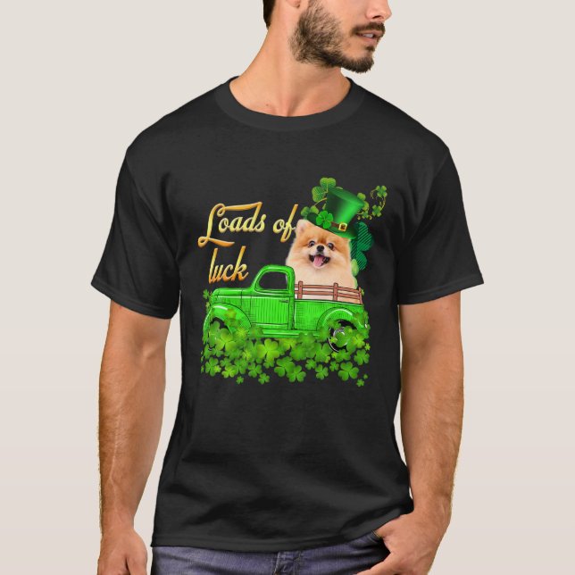 Loads Of Luck Truck Pomeranian St Patrick's Day T-Shirt (Vorderseite)
