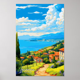 Loannina Griechenland Kunst-Vintage Reise Illustra Poster