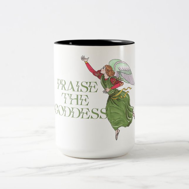Lob die Göttin! Zweifarbige Tasse (Mittel)