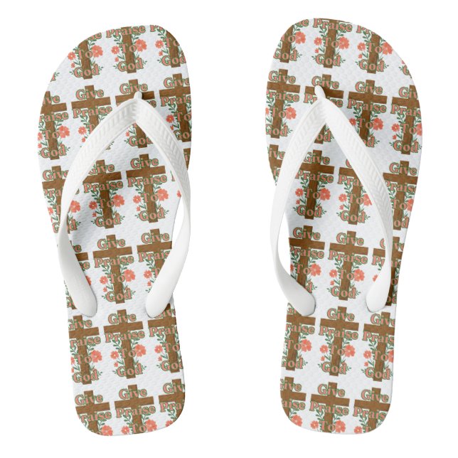Lob für Gott Holzkreuz überall Flip Flops (Fußbett)