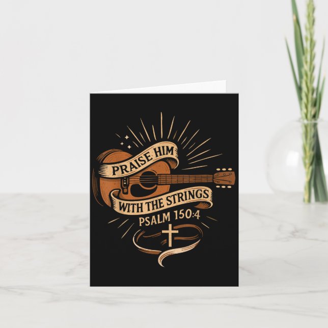 Lob ihn mit den Streichern Jesus akustischer Gitar Karte (Vorderseite)