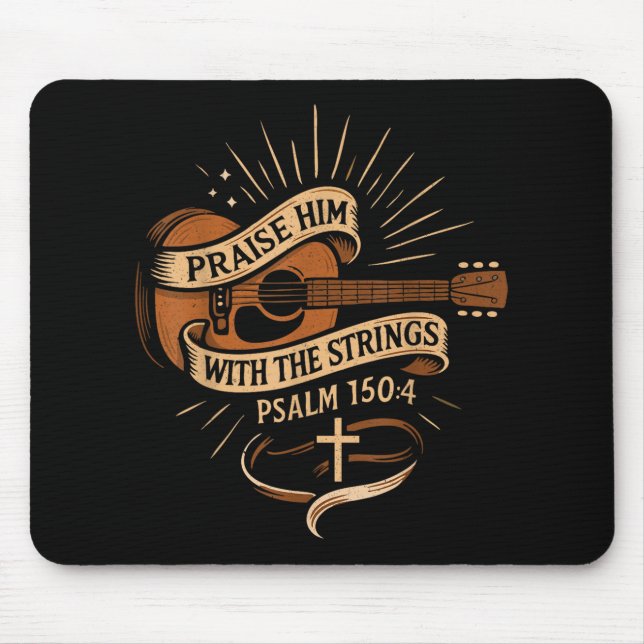 Lob ihn mit den Streichern Jesus akustischer Gitar Mousepad (Vorne)