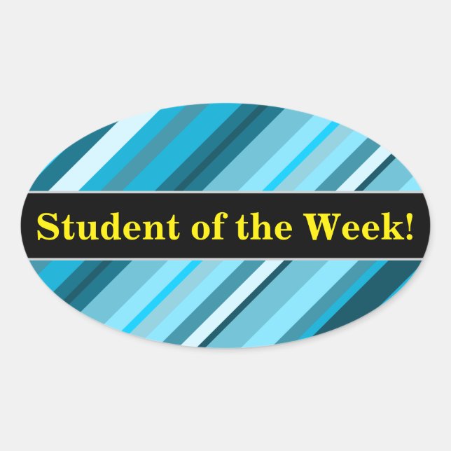 Lob + Ocean Inspiriert Blau/Aquamarin/Aqua Streife Ovaler Aufkleber (Vorderseite)