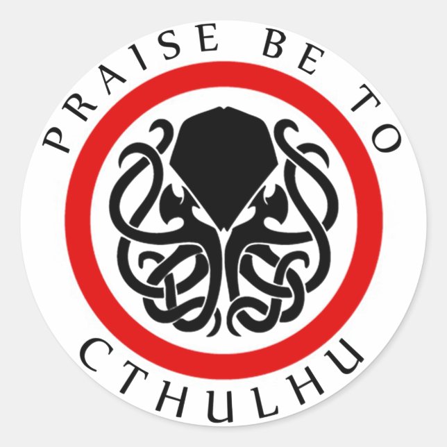 Lob sei Cthulhu Runder Aufkleber (Vorderseite)