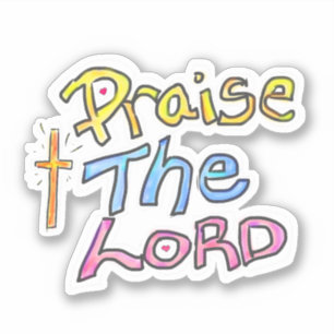 Lobe den Herrn, christlicher Spruch mit Kreuz Aufkleber