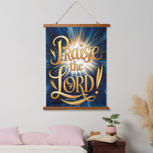 Lobe den Herrn Vintage-Christliche Wand Wandteppich Mit Holzrahmen