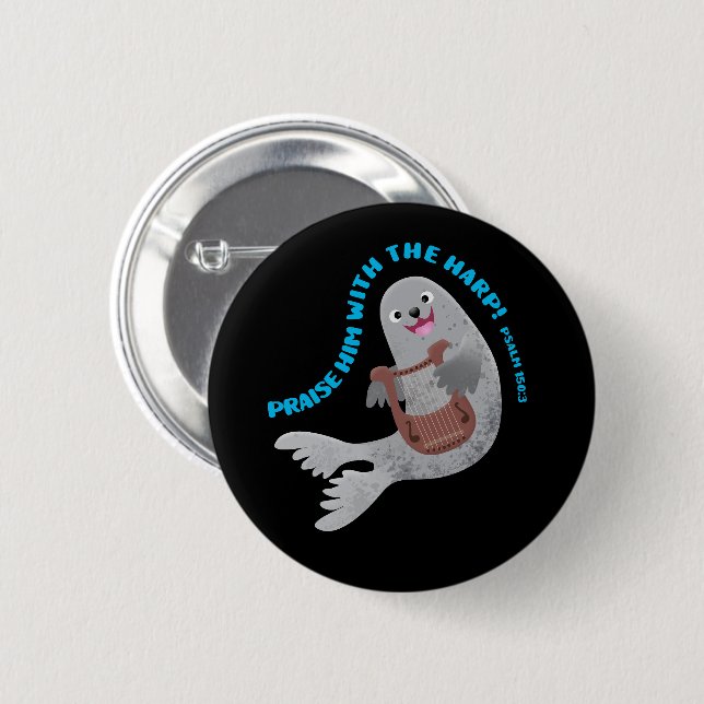 Lobe süße Seehund-Schrift Bibelvers Psalm Button (Vorne & Hinten)
