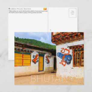 Lobesa-Tal, Bhutan Reise-Postkarte Postkarte