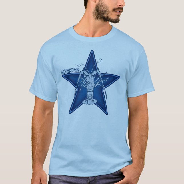 Lobstar zwei auf Blau T-Shirt (Vorderseite)