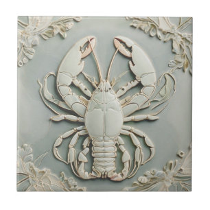 Lobster Art Nouveau Imitats Relief Minze Pastel Fliese