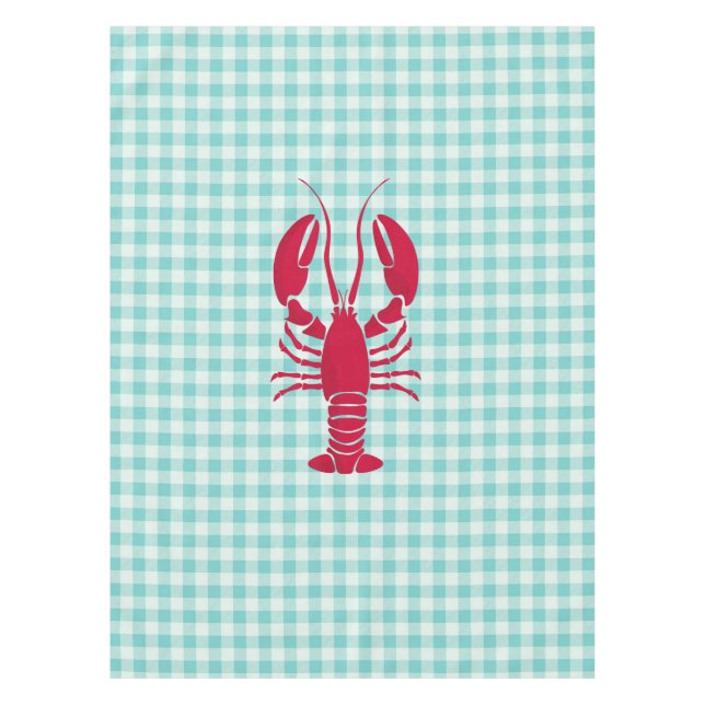 Lobster auf Blue Gingham Tischdecke (Vorderseite)