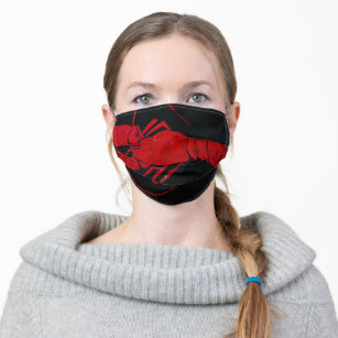 Lobster auf schwarzem Hintergrund von Marsden Hart Mund-Nasen-Maske Aus Stoff