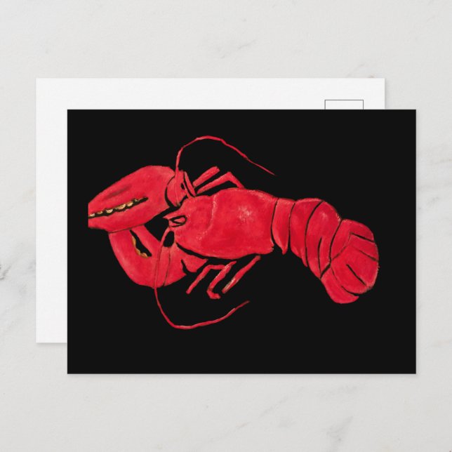 Lobster auf schwarzem Hintergrund von Marsden Hart Postkarte (Vorne/Hinten)
