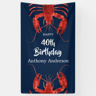 Lobster Boil Dark Blue Fun Geburtstagsparty Custom Banner