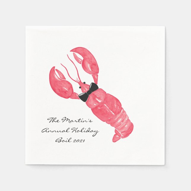 Lobster Bowtie Paper Teller Serviette (Vorderseite)