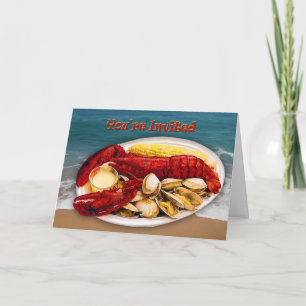 Lobster & Clams Ocean Shoreline You're Invited Einladung