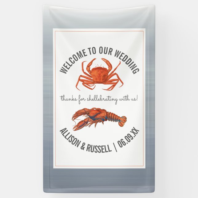 Lobster & Crab Wedding Willkommenskammer Banner (Vertikal)
