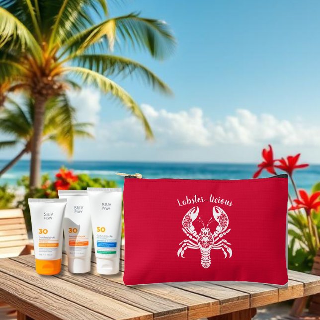 Lobster-Fisherman Core-Hawaiian-Cherry Red Zubehörtasche (Lobster-Fisherman Core-Hawaiian-Tropical-Beach-Summer small sunblock bag-Cherry Red)