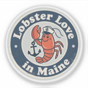 Lobster Liebe_ Mainstream Maritime Artwork Aufkleber