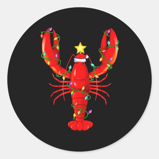 Lobster Lighting Xmas Tree Matching Lobster Christ Runder Aufkleber (Vorderseite)