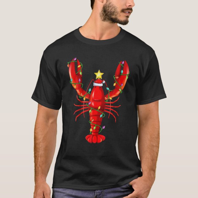 Lobster Lighting Xmas Tree Matching Lobster Christ T-Shirt (Vorderseite)