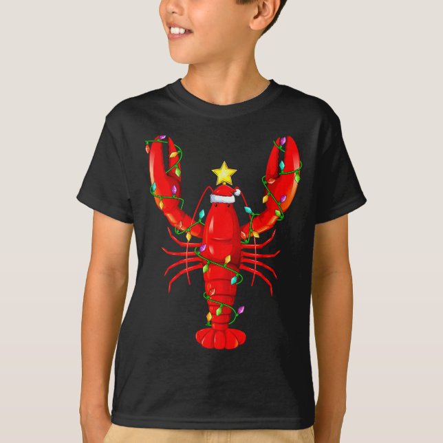 Lobster Lighting Xmas Tree Matching Lobster Christ T-Shirt (Vorderseite)