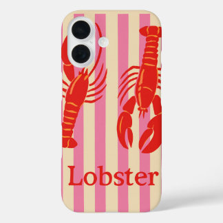 Lobster Pop Bold Crustaceans on Candy Stripes iPhone 16 Hülle