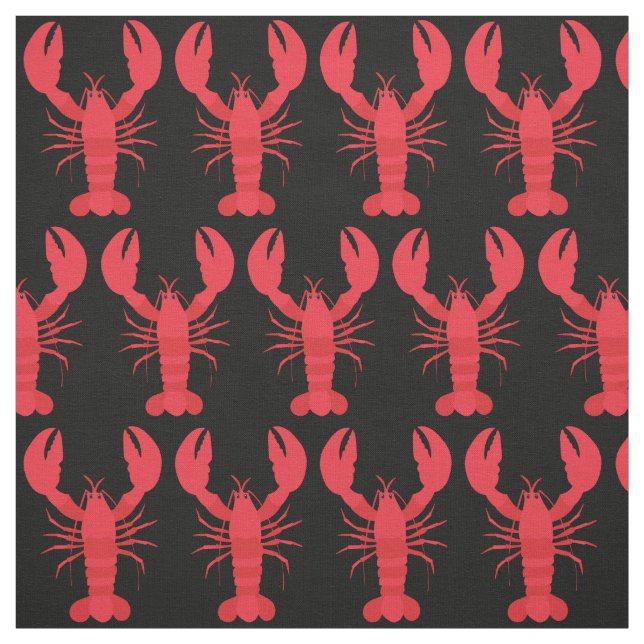 Lobster Print Fabric Black Stoff (Muster)