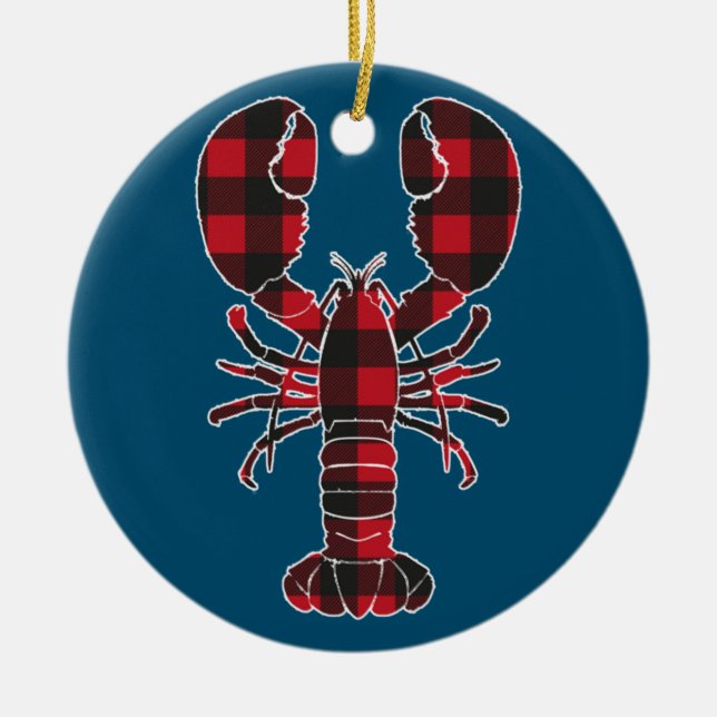 Lobster Red Kariert Buffalo Matching Pajama Family Keramik Ornament (Vorne)